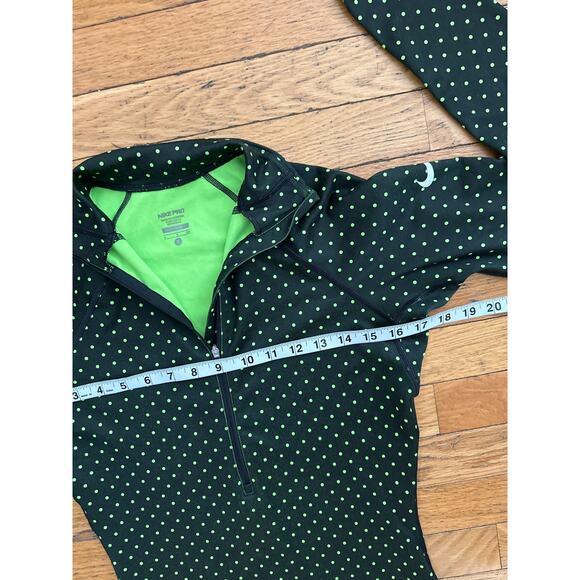 Women’s Size S Nike Pro Dri-fit L/S 1/4 zip Black Neon Green Jacket - Picture 4 of 6